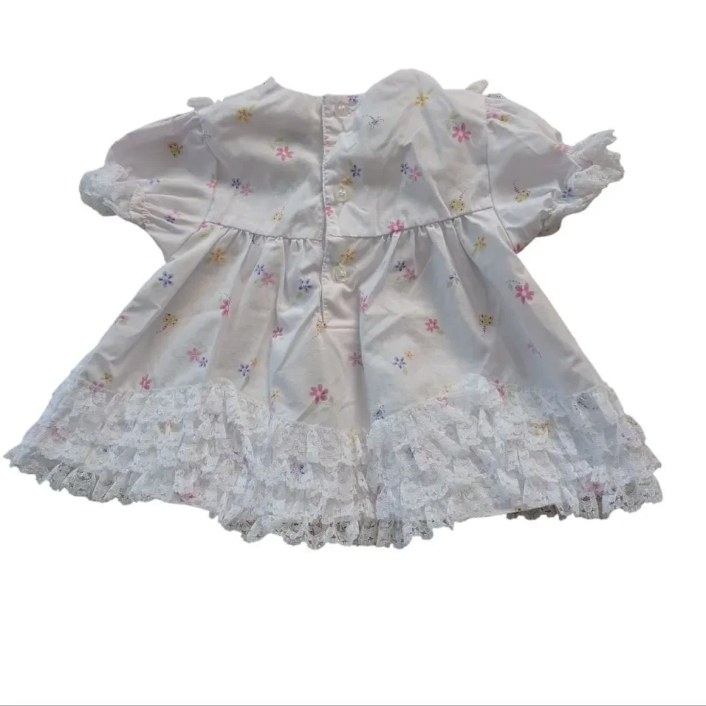 Sesame Street Y2K Infant Girls White Floral‎ Butterfly Dress Bloomers Lace
